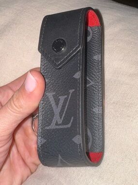 Louis Vuitton Black Leather Pouch with Snap